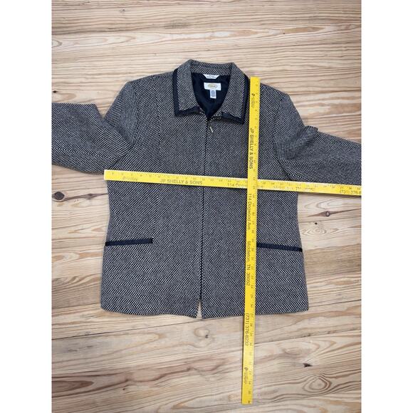 Talbots Black Check Blazer Italian Fabric Wool Silk Blend Tweed Women’s Size 18 - Picture 4 of 7
